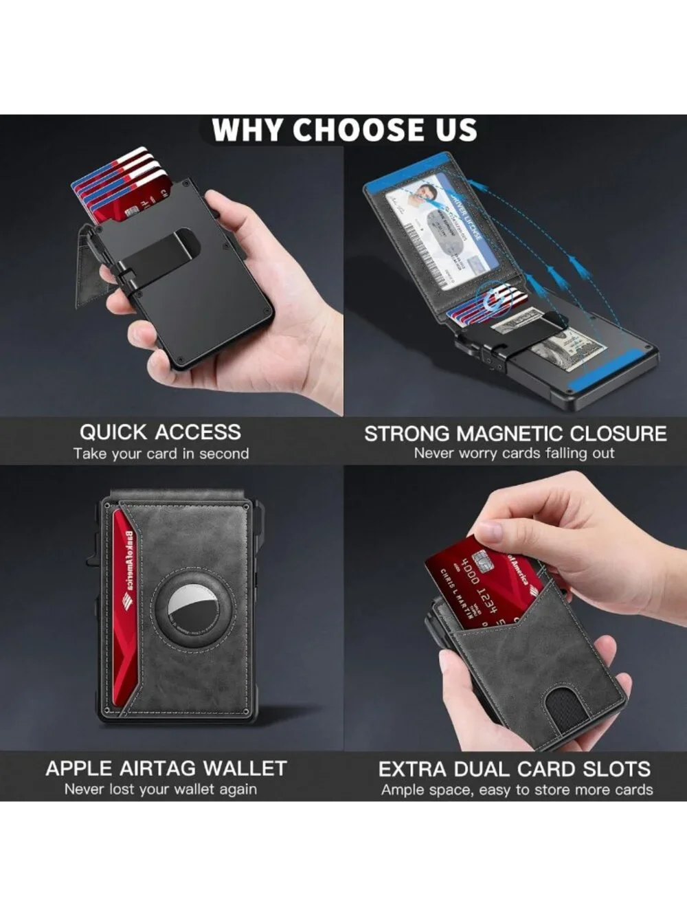 Smart RFID Blocking Minimalist Wallet for AirTag - Men's Slim Design & Secure